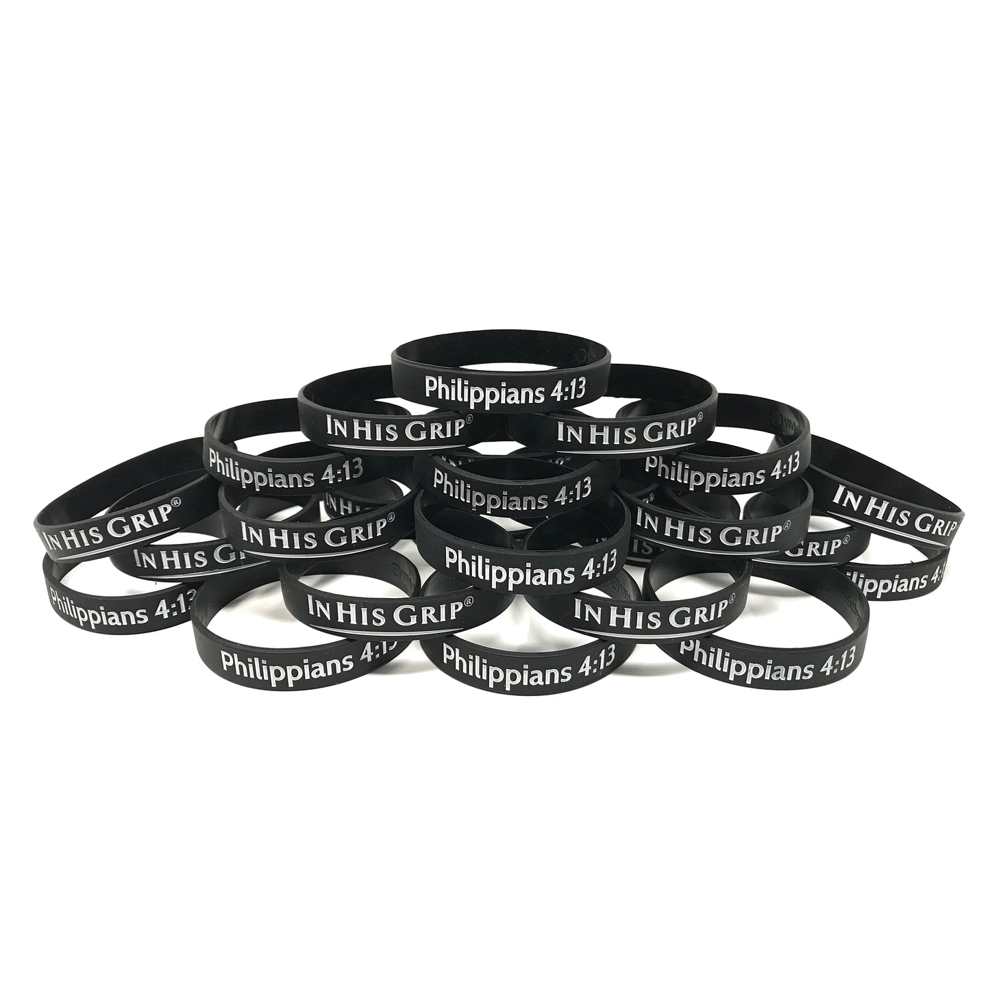 (25) In His Grip Adult Wristbands-Philippians 4:13